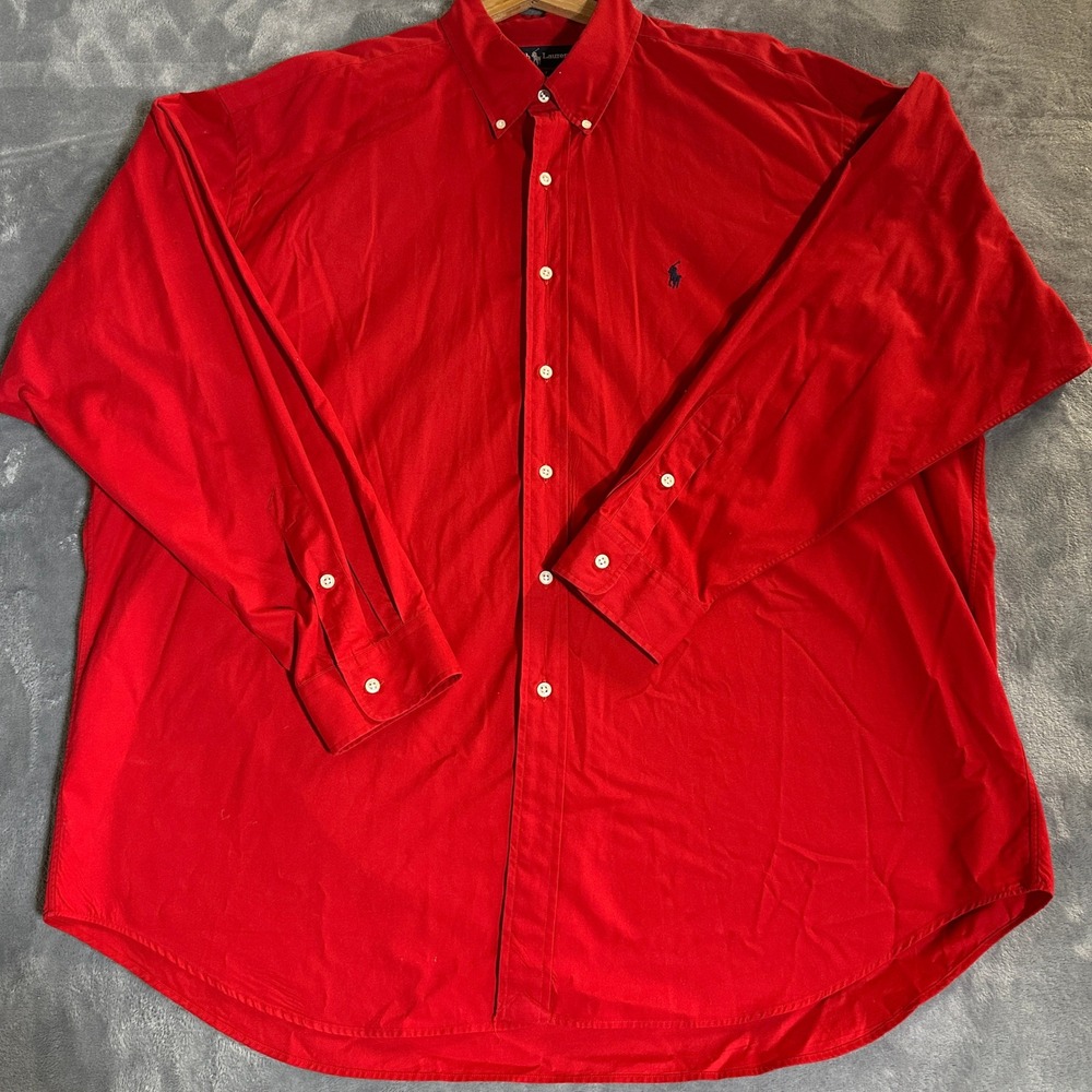 Polo Ralph Lauren Blake Shirt Mens XXL Red Long Sleeve Cotton Button Down